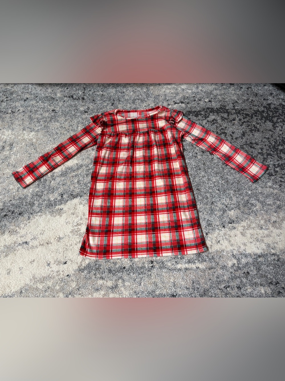 Girls Red Plaid Long-Sleeve nightgown